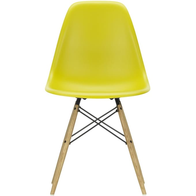 Vitra - DSW Eames Plastic Sidechair - mosterd RE - honingkleurig essenhout - geel