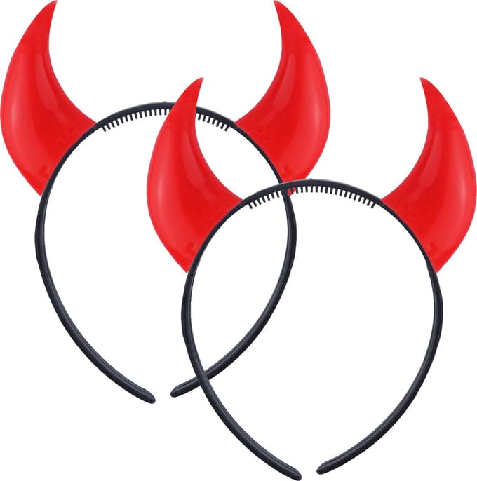 Halloween duivel hoorntjes - 2x - diadeem - rood - plastic