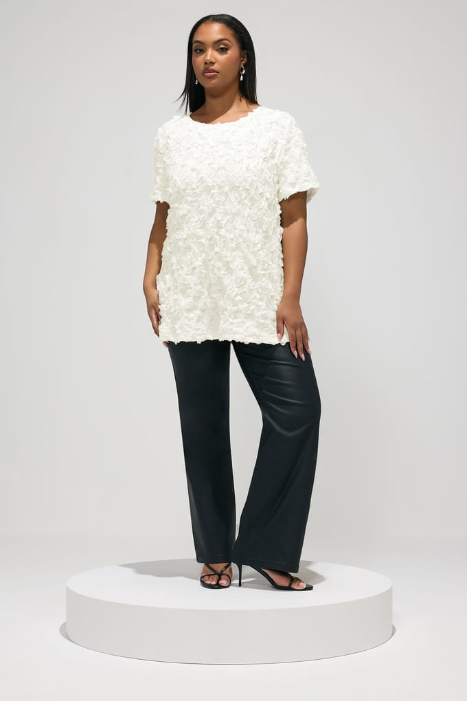 Yours London Witte Getextureerde Blouse Met Abstracte Print Size 48