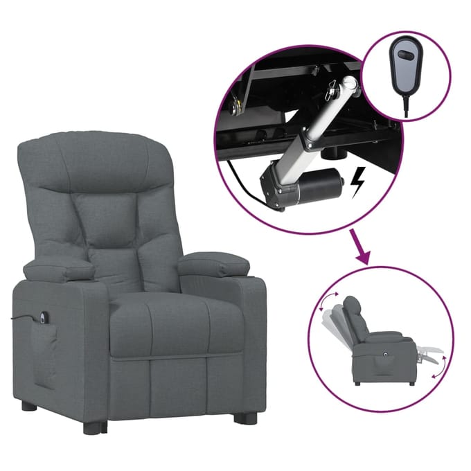 vidaXL - Fauteuil - elektrisch - verstelbaar - stof - donkergrijs