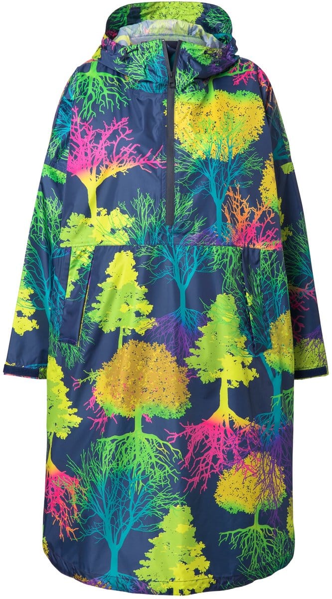 Laurasøn - Dames - Functionele regencape unisex print capuchon - Kiwi - Maat 1