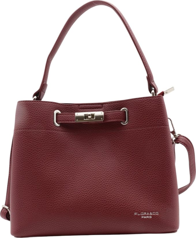 Flora&Co - trendy Handtas - 3 vakken - bordeaux