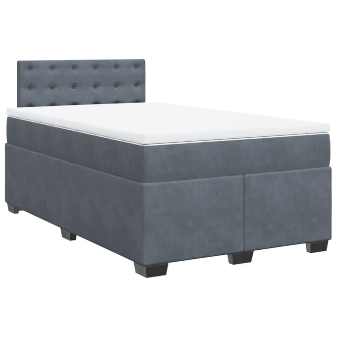 vidaXL - Boxspring - met - matras - fluweel - donkergrijs - 120x200 - cm