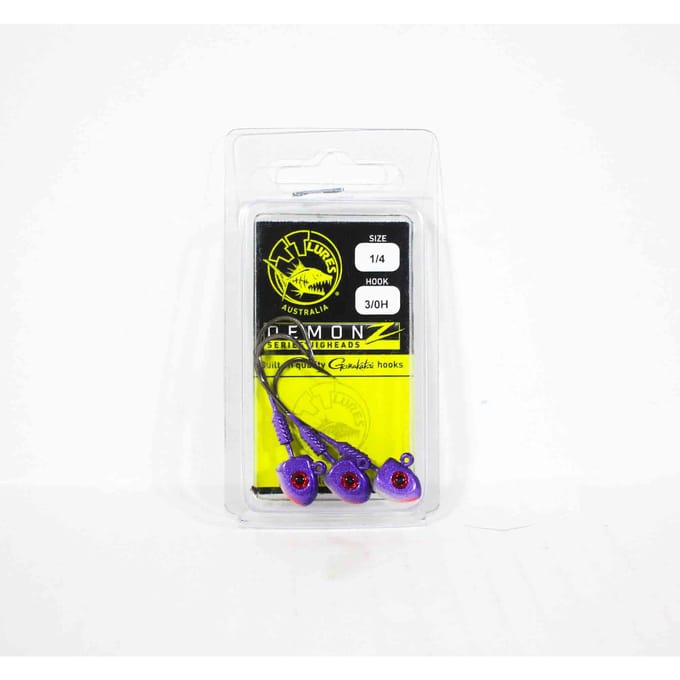 Tackle Tactics TT Demonz Jig Head 1/4oz 3/0H 3/pack Paarse Minnow (7426)