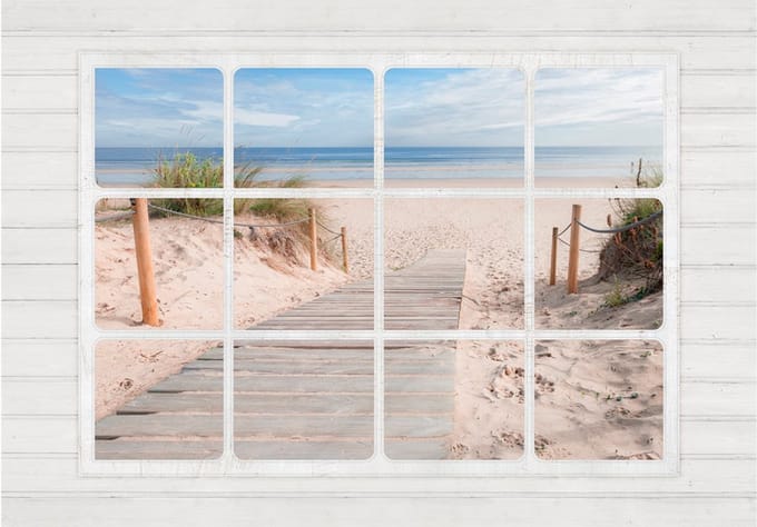 Fotobehang - Window & beach.