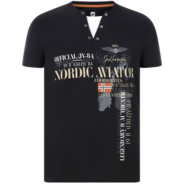 Jan Vanderstorm herren T-Shirt - 52/54 - zwart - Plus Size