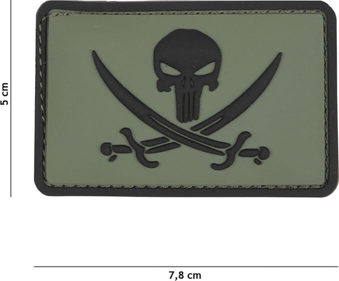 Embleem 3D PVC Punisher pirate groen