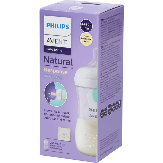 Philips Avent Natural Response babyfles 260 ml – Flow 3 - Sterretjes- 1 fles - SCY673/82