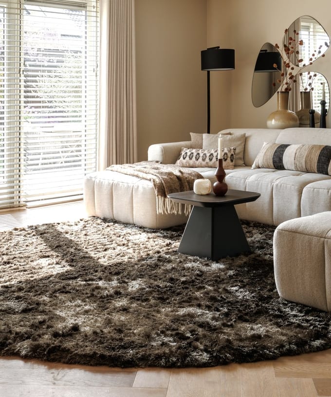 Velvet vloerkleed rond - Auréa taupe 200