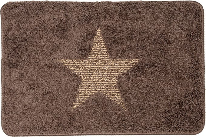 Clayre & Eef Badmat 58x38x2 cm Bruin Polyester Ster