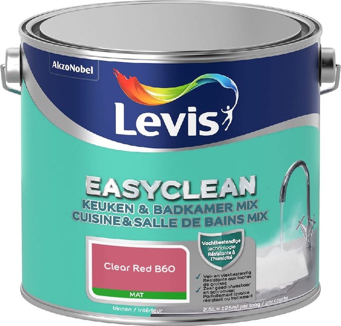 Levis - Easyclean Keuken & Badkamer Mix - Clear Red B60 - Mengverf - 2,5 L