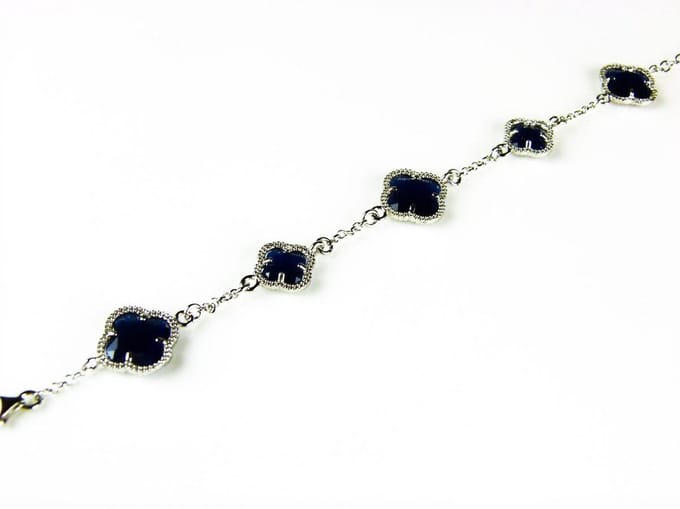 model 5 fiori armband in zilver donkerblauw
