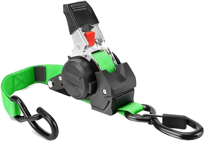 Inklapbare Spanband - Zelfoprollend Vastzet - Vracht Zekeren - Eenvoudige Handhaving - 3 Meter Lengte - Groen