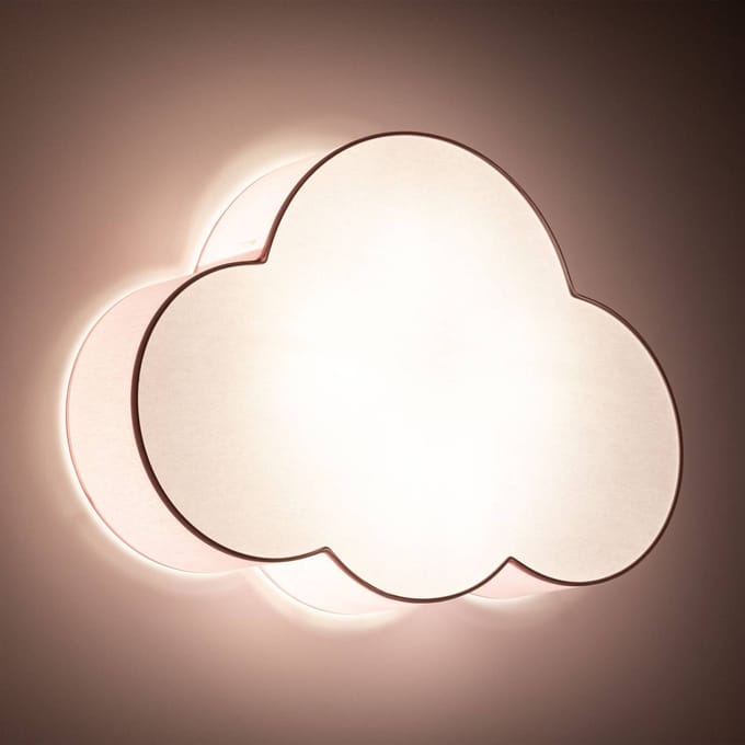 TK Lighting Plafondlamp Cloud, roze, 63 cm lang, textiel, wolk, E27