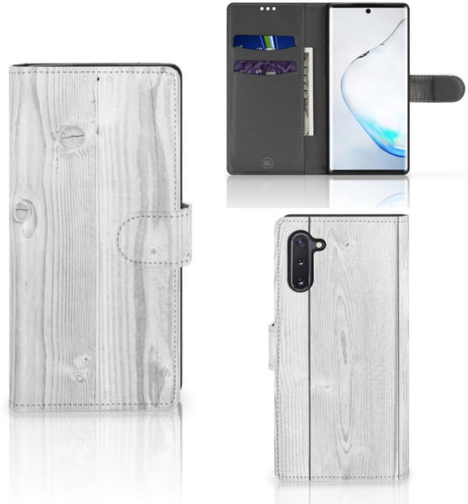 Samsung Galaxy Note 10 Book Style Case White Wood