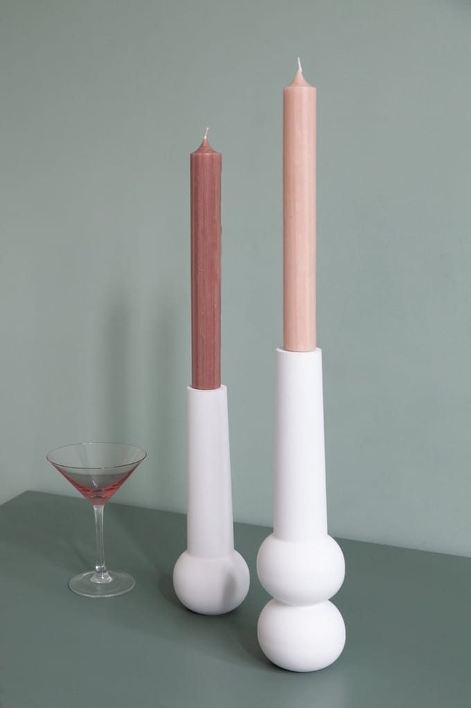 Candleholder cone low - White