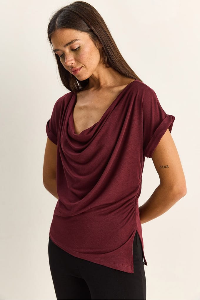 Kraagloze Drapé Blouse
