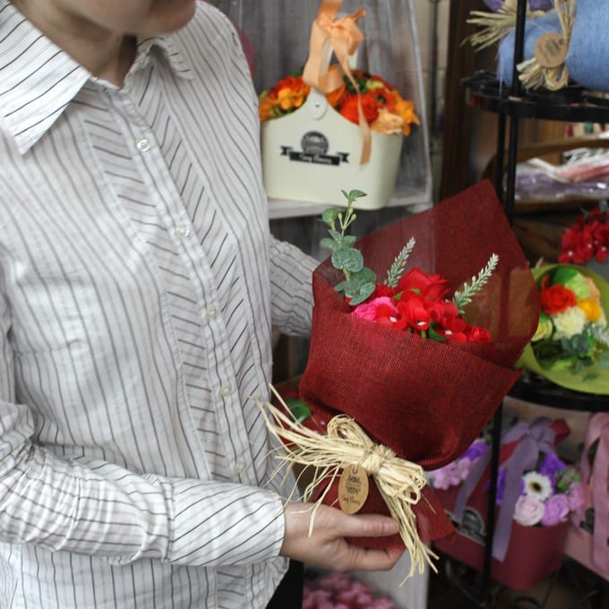 Zeep Bloemen Boeket - Rood