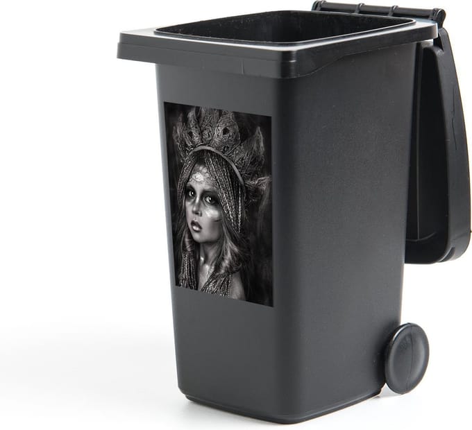 Container sticker Vrouw - Zwart - Wit - 40x60 cm - Kliko sticker