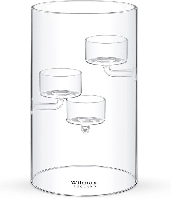 Wilmax - Glazen - Theelichthouder voor 3 theelichten - 20 cm
