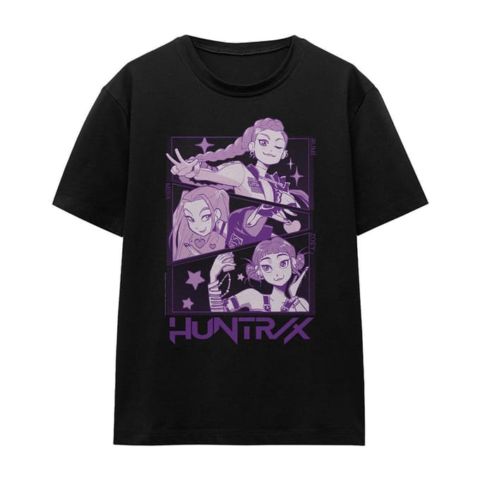 K-Pop Demon Hunters Dames/Dames Huntr/X Panel T-shirt (Zwart)