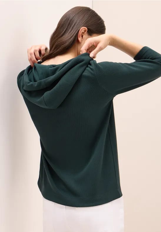 Hoodie Shirt met geribde structuur