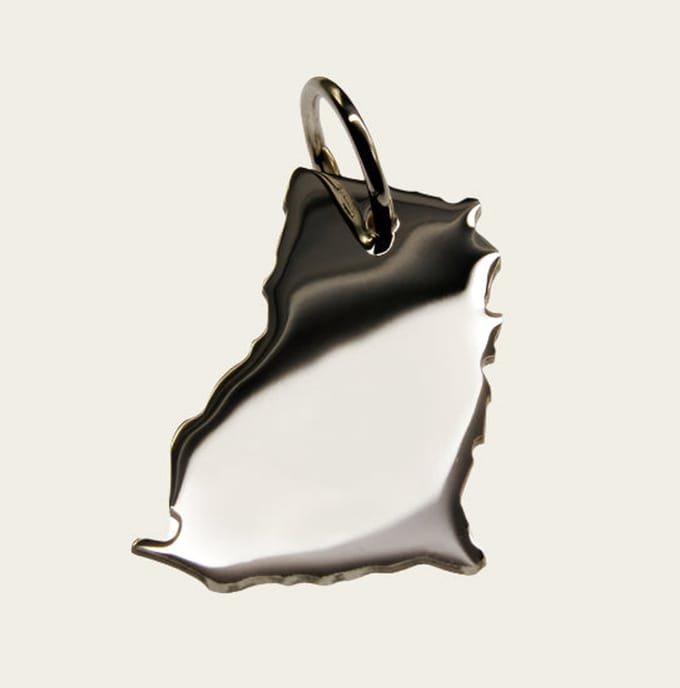 Zilveren Landkaart Ghana ketting hanger