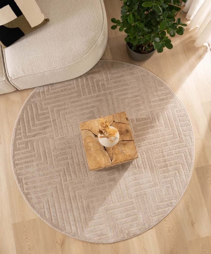 Rond vloerkleed Scandinavisch - Contour Gem beige 100