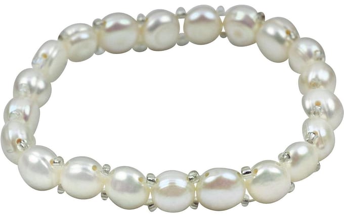 Zoetwater parel armband Sofies - echte parels - wit - elastisch - luxe sieraden zakje - parel armband dames - zoetwaterparel - wit parel armband - elastisch parel armband