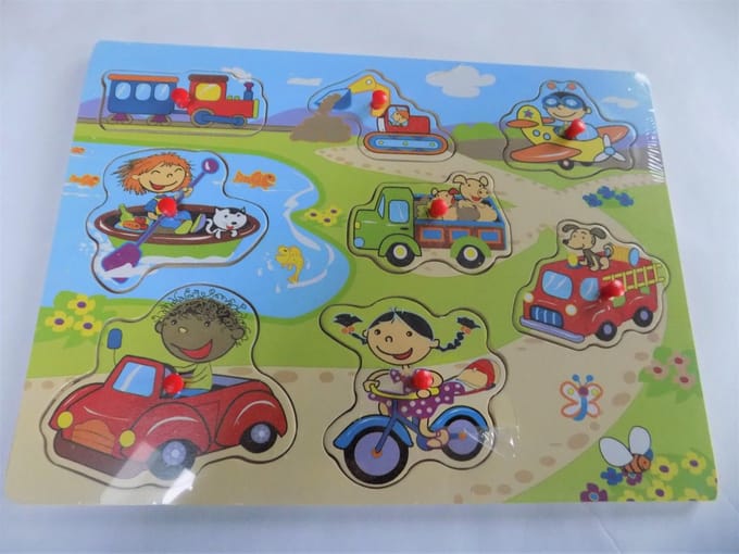 Houten puzzel met knopjes Verkeer