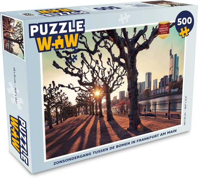 Puzzel Zonsondergang tussen de bomen in Frankfurt am Main - Legpuzzel - Puzzel 500 stukjes
