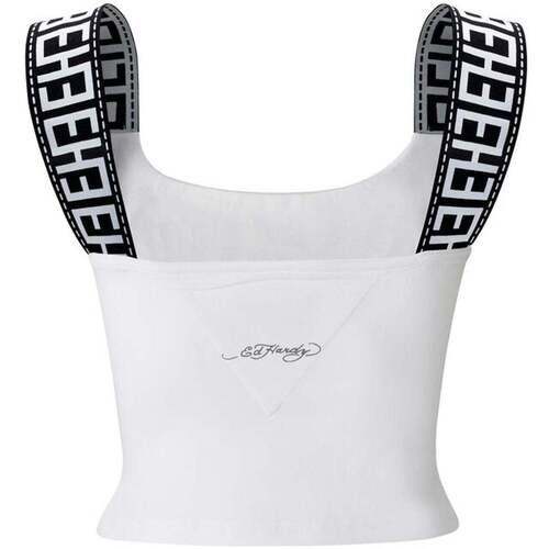 Blouse Ed Hardy Tiger Glow Tape Crop Tank Top White