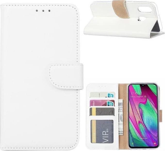 Bookcase Geschikt voor: Samsung Galaxy A60 - Wit - portemonnee hoesje