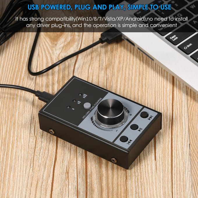 Multimedia USB-computer Volumeregelaar Multimedia USB-controller Knop PC-computer zwart