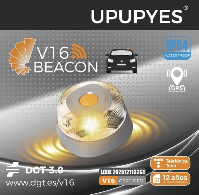 Alarmlicht Spanje - Gevarenlicht Spanje - V16 - DGT 3.0 goedgekeurd - Noodlicht - GPS - IoT - SIM geactiveerd