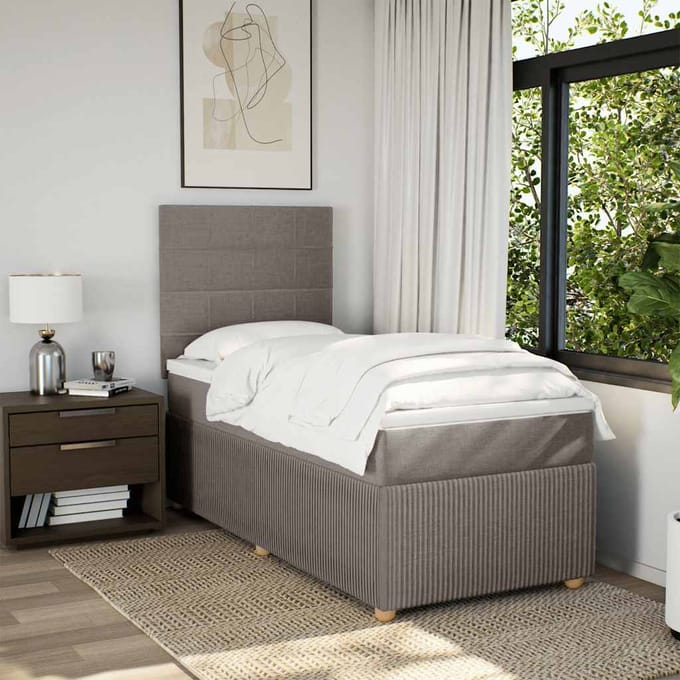 vidaXL - Boxspring - met - matras - stof - taupe - 100x200 - cm