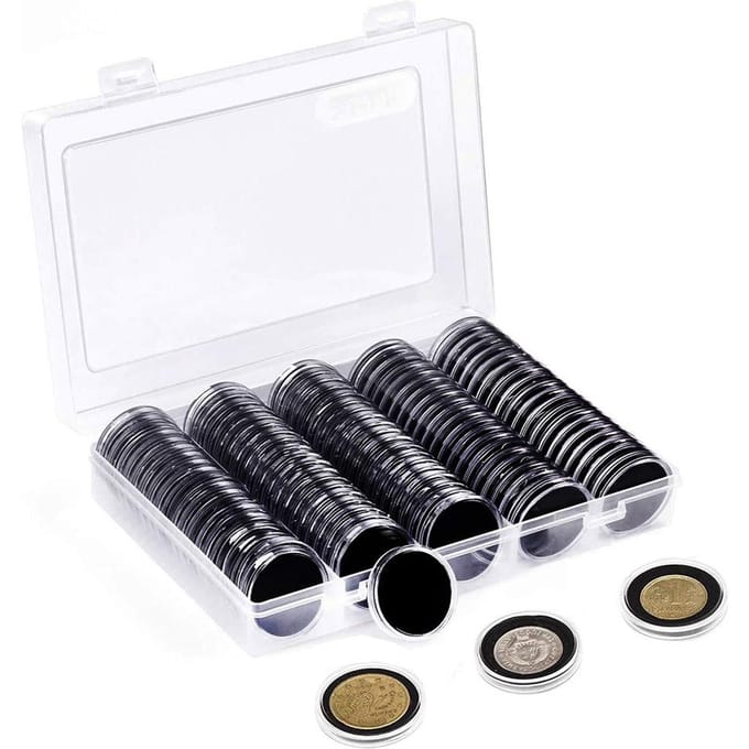 Pakking Munt Capsule Pads Bescherm Case 17/20/25/27/30mm 100st Houder Opbergdoos transparant