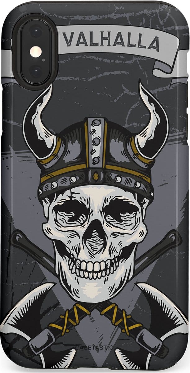Casetastic hoesje geschikt voor Apple iPhone X / Apple iPhone XS - Dubbellaagse bescherming - Valhalla - Fashion Case - Donkergrijs Grijs