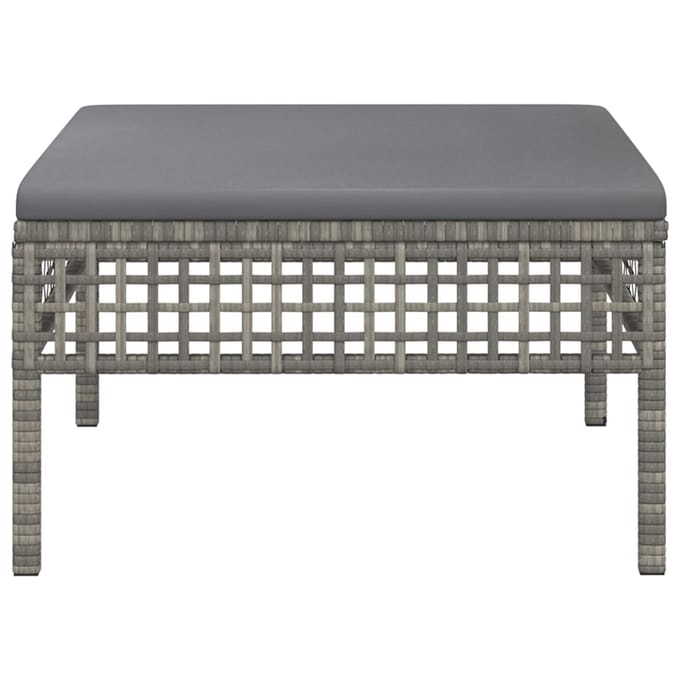 vidaXL - Tuinvoetenbank - met - kussen - poly - rattan - grijs