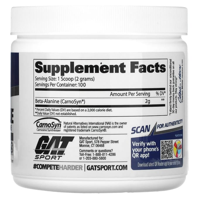 GAT, beta-alanine, ongeparfumeerd, 7.0 oz (200 gram)