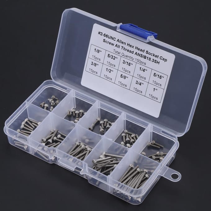150 STUKS 9 Maten Zeskantbouten Assortimentset met Plastic Doos #2?56 UNC