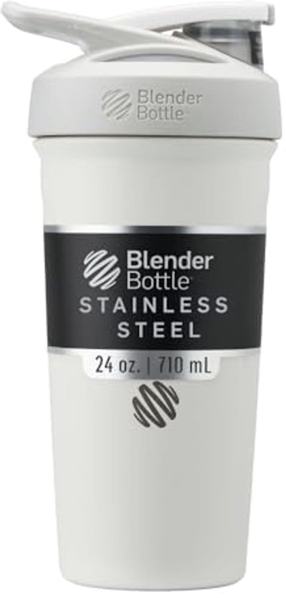 Geïsoleerde Roestvrij Stalen Shaker Cup met Draad Garde - 24 oz - Wit