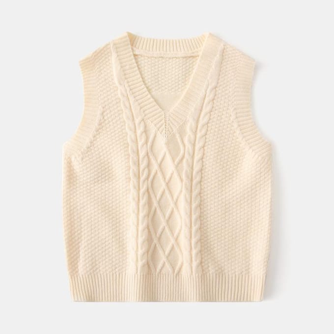 Pull pour enfants, Gilet pull jacquard uni à col en V pour garçons, Pull sans manches 110 white