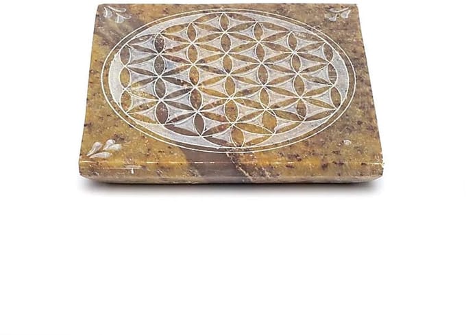 Wierookbrander Bloem des Levens zeepsteen – 10 cm x 10 cm