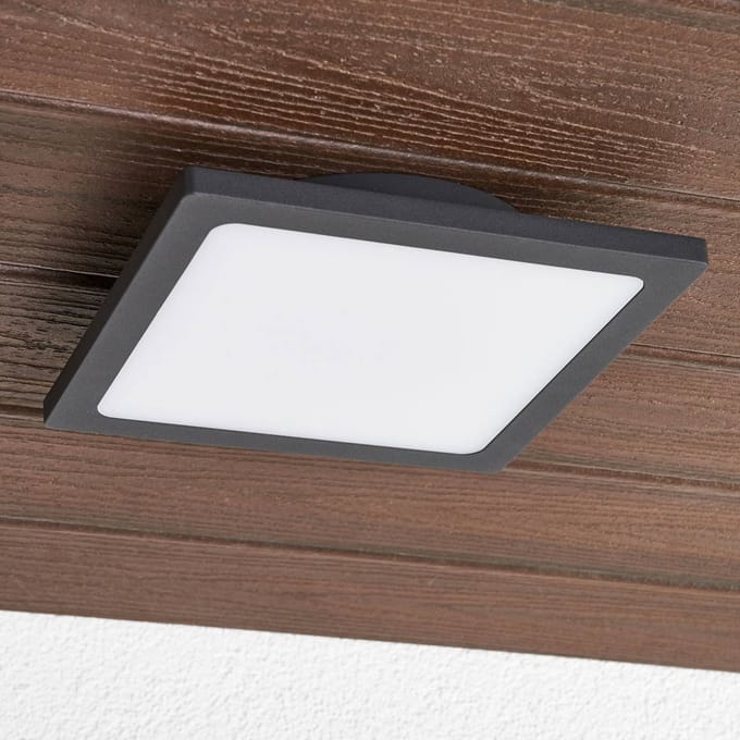 Lucande LED buiten plafondlamp Mabella, 23 cm, antraciet