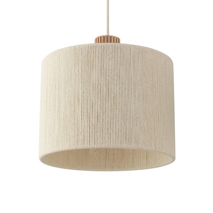 Brilliant Hanglamp Arlo, beige, textiel, lengte 120 cm, 3-lamps