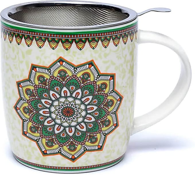 Theemok set Mandala groen - Porselein - 400 - Groen - M