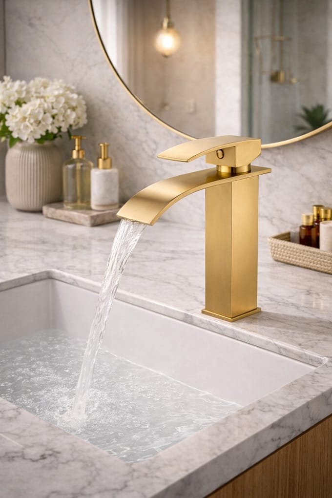 Royale wastafelkraan | Geborsteld goud | Kayvit