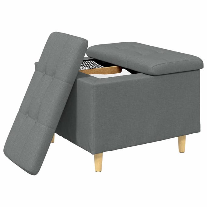 vidaXL - Ottoman - met - opslag - Donkergrijs - 60 - x - 60 - x - 45 - cm - Stof