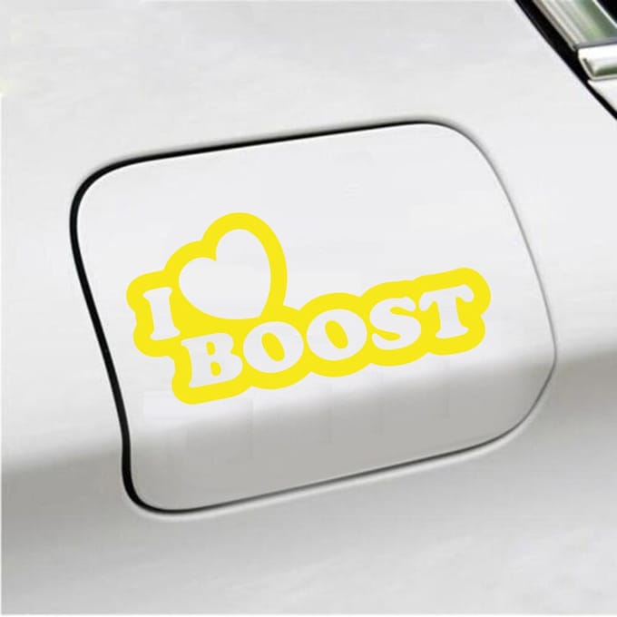 Bumpersticker - I Love Boost - 10 X 20 - Geel